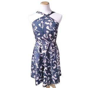 CABI Aurora Halter Sundress with Side Pockets Blue Multi Color Size 4 #5269